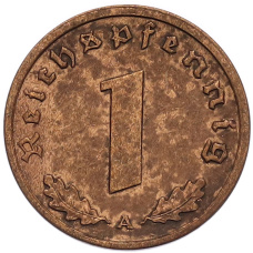 Монета 1 рейхспфенниг 1939 года A Германия (реверс)