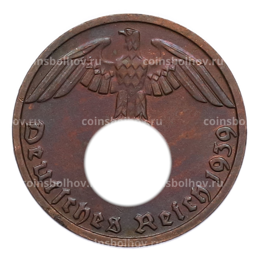 Монета 1 рейхспфенниг 1939 года D Германия