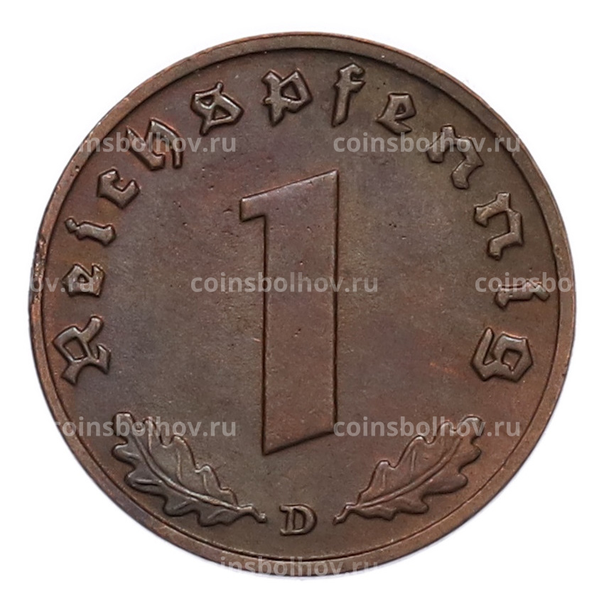 Монета 1 рейхспфенниг 1939 года D Германия (вид 2)