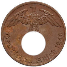 Монета 1 рейхспфенниг 1940 года A Германия (аверс)