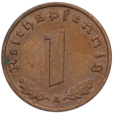 Монета 1 рейхспфенниг 1940 года A Германия (реверс)