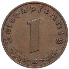 Монета 1 рейхспфенниг 1939 года E Германия (реверс)