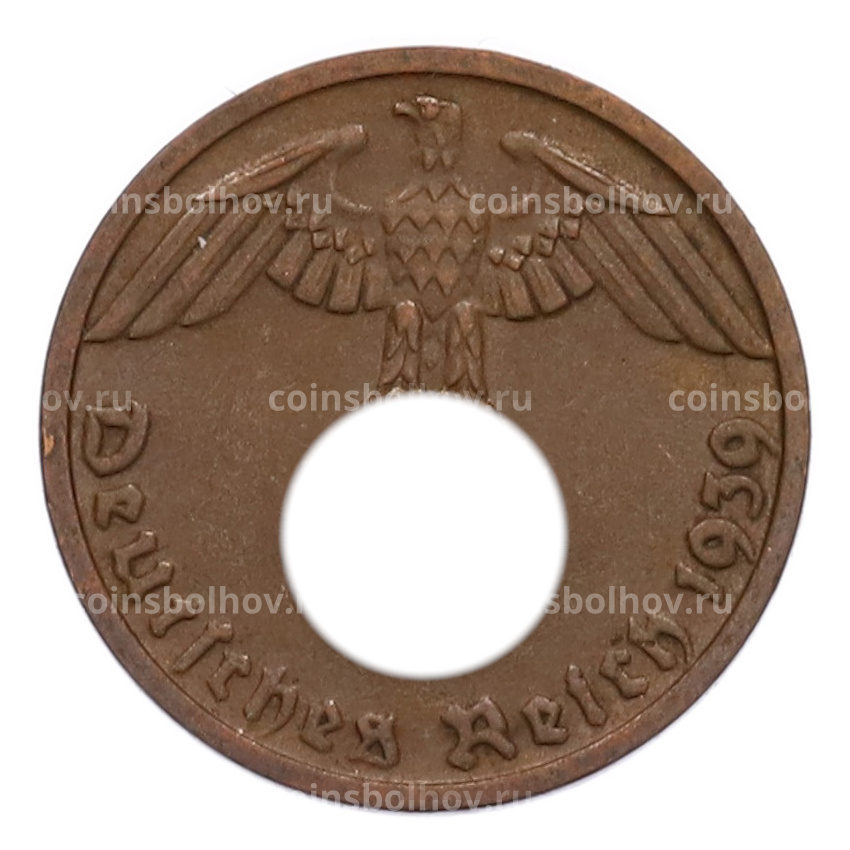 Монета 1 рейхспфенниг 1939 года D Германия