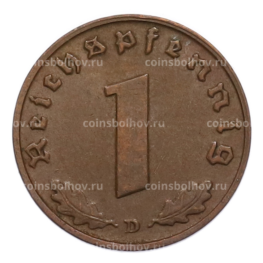 Монета 1 рейхспфенниг 1939 года D Германия (вид 2)