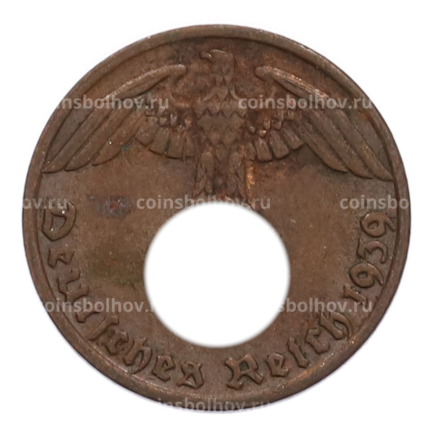 Монета 1 рейхспфенниг 1939 года G Германия