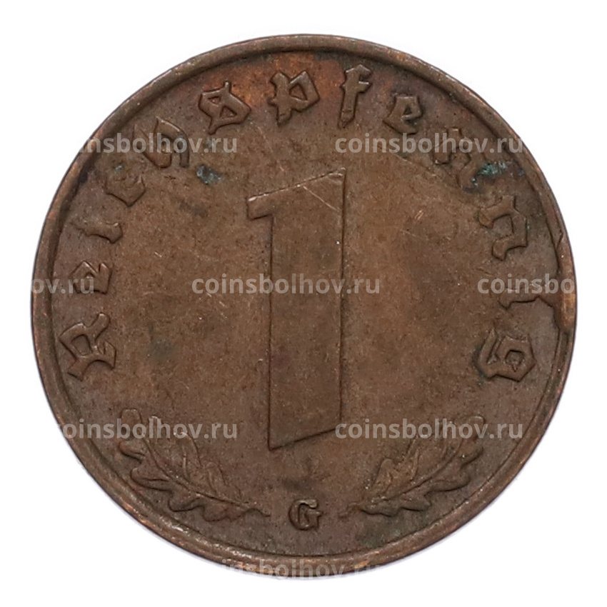 Монета 1 рейхспфенниг 1939 года G Германия (вид 2)