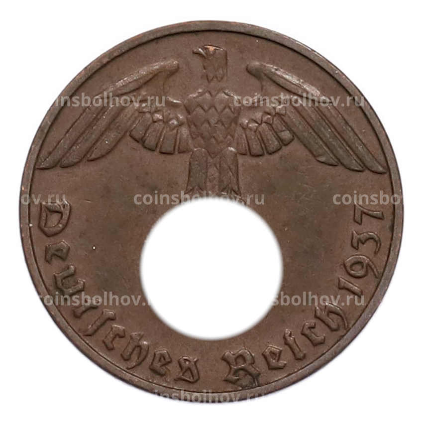 Монета 1 рейхспфенниг 1937 года D Германия