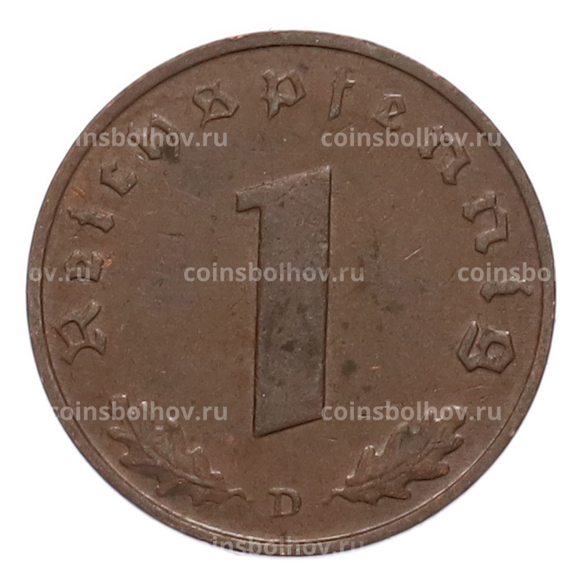 Монета 1 рейхспфенниг 1937 года D Германия (вид 2)