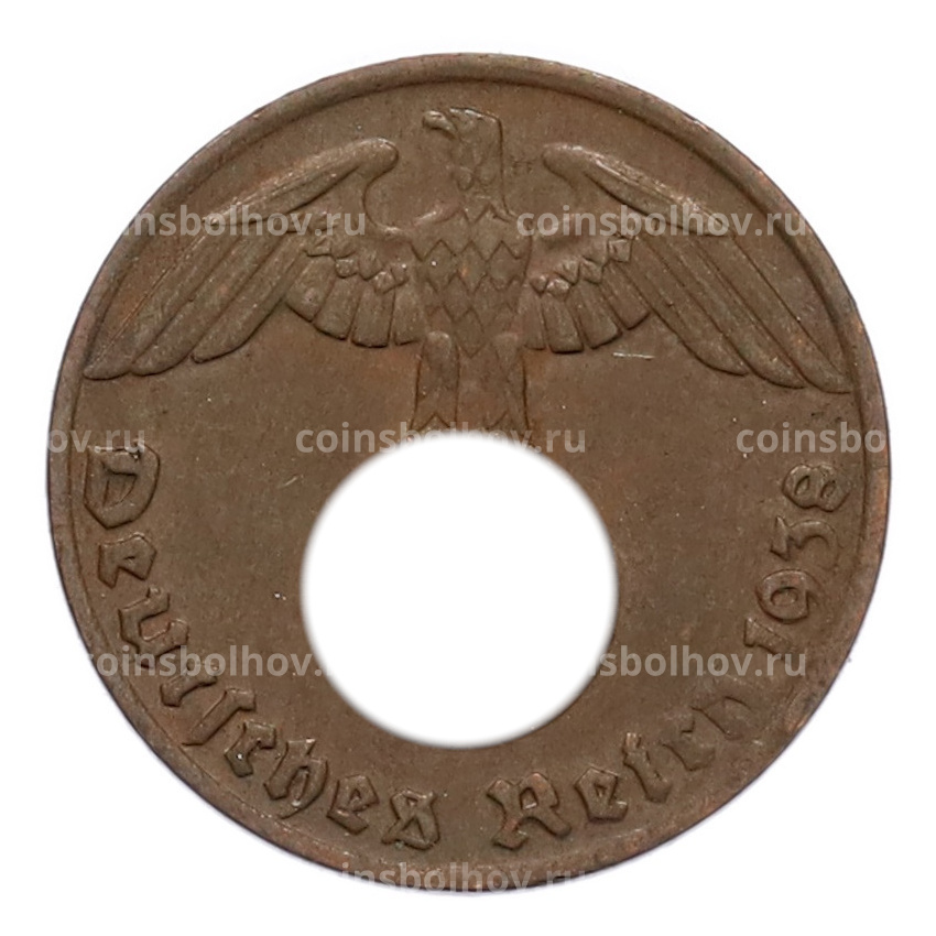 Монета 1 рейхспфенниг 1938 года G Германия