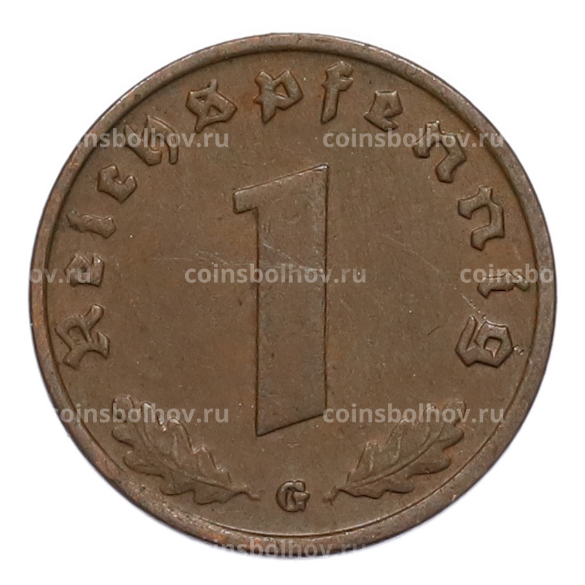 Монета 1 рейхспфенниг 1938 года G Германия (вид 2)