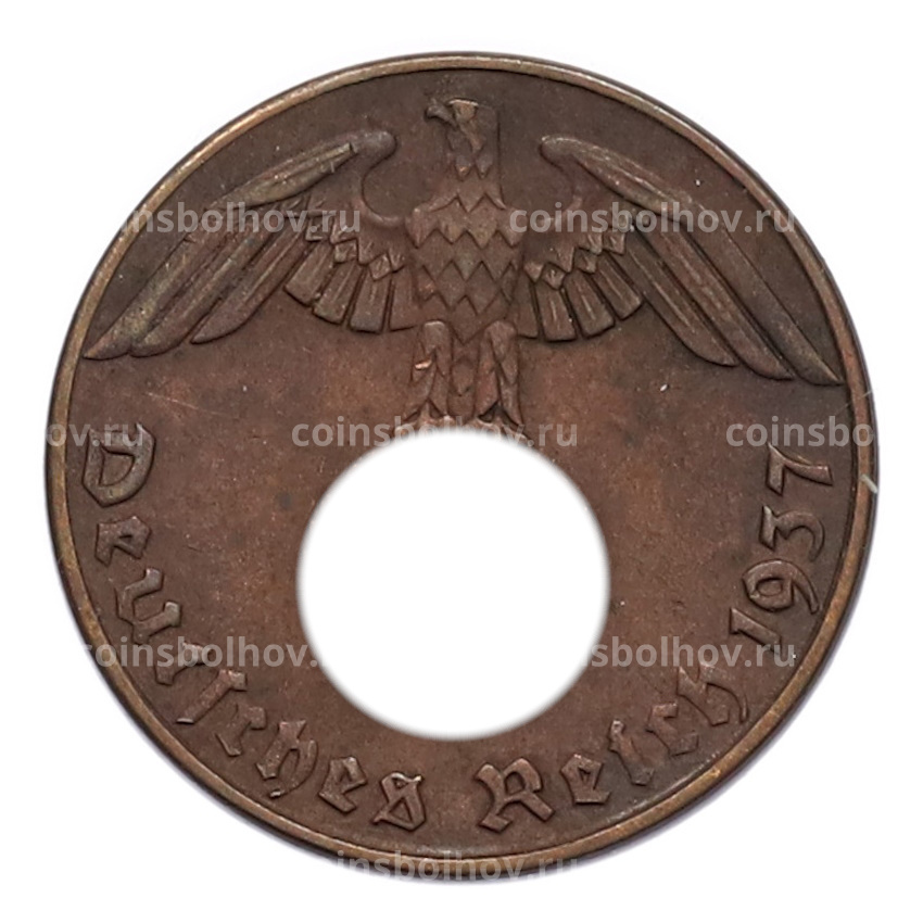 Монета 1 рейхспфенниг 1937 года A Германия