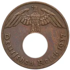 Монета 1 рейхспфенниг 1937 года A Германия (аверс)