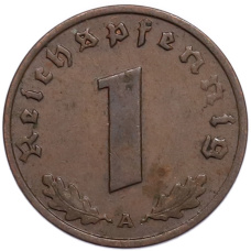 Монета 1 рейхспфенниг 1937 года A Германия (реверс)