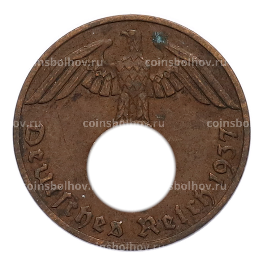 Монета 1 рейхспфенниг 1937 года A Германия