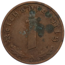 Монета 1 рейхспфенниг 1937 года A Германия (реверс)