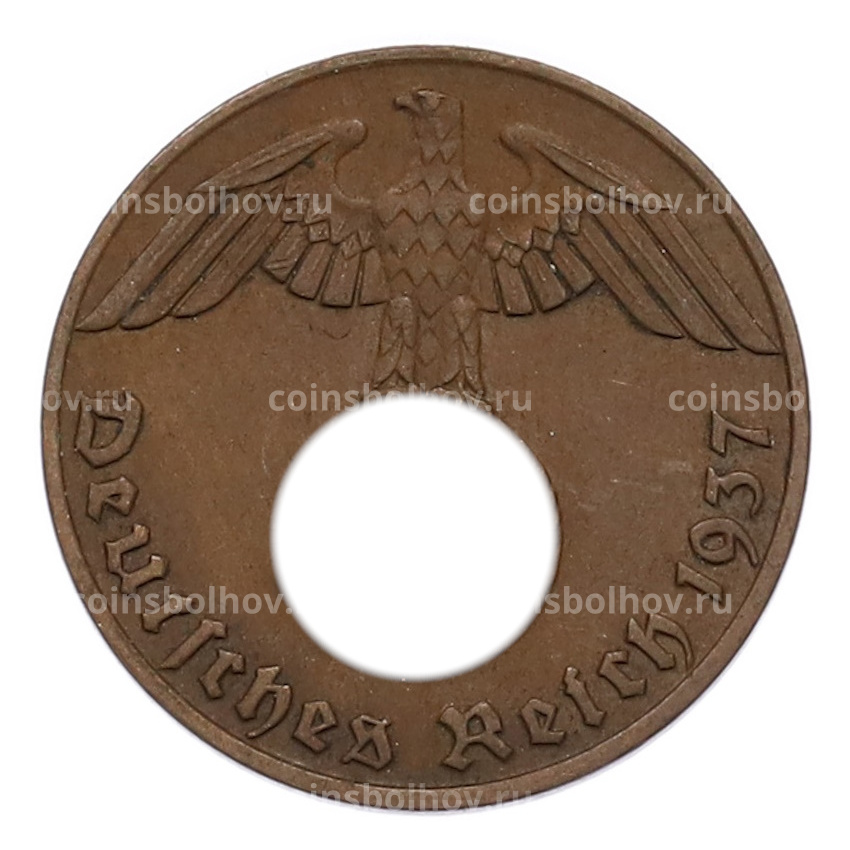 Монета 1 рейхспфенниг 1937 года J Германия
