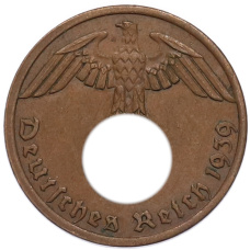Монета 1 рейхспфенниг 1939 года A Германия (аверс)