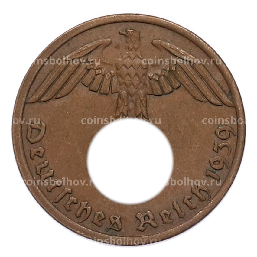Монета 1 рейхспфенниг 1939 года A Германия