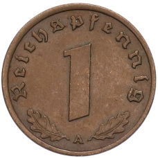 Монета 1 рейхспфенниг 1939 года A Германия (реверс)