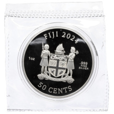 Монета 50 центов 2024 года Фиджи «Уильям Шекспир — Ромео и Джульетта» (Цветное покрытие) (реверс)