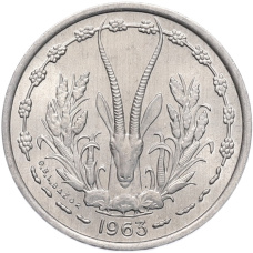 Монета 1 франк 1963 года Западно-Африканский валютный союз (аверс)
