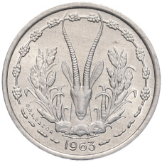 Монета 1 франк 1963 года Западно-Африканский валютный союз (аверс)