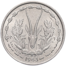 Монета 1 франк 1963 года Западно-Африканский валютный союз (аверс)