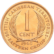 Монета 1 цент 1965 года Британские Восточные Карибы (аверс)
