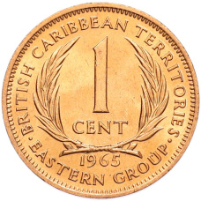 Монета 1 цент 1965 года Британские Восточные Карибы (аверс)