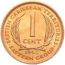 Монета 1 цент 1965 года Британские Восточные Карибы (аверс)