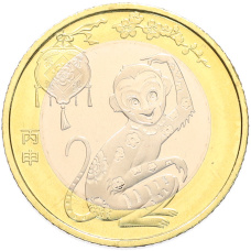 Монета 10 юаней 2016 года Китай «Китайский гороскоп — Год обезьяны» (аверс)