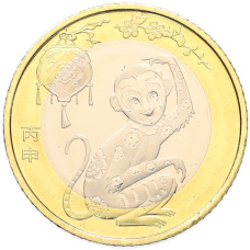 Монета 10 юаней 2016 года Китай «Китайский гороскоп — Год обезьяны» (аверс)