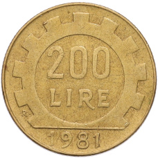 Монета 200 лир 1981 года Италия (аверс)