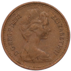 Монета 1/2 нового пенни 1971 года Великобритания (реверс)