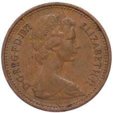 Монета 1/2 нового пенни 1971 года Великобритания (реверс)