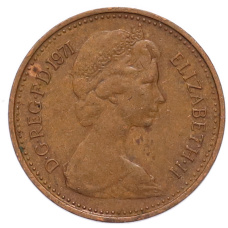 Монета 1/2 нового пенни 1971 года Великобритания (реверс)