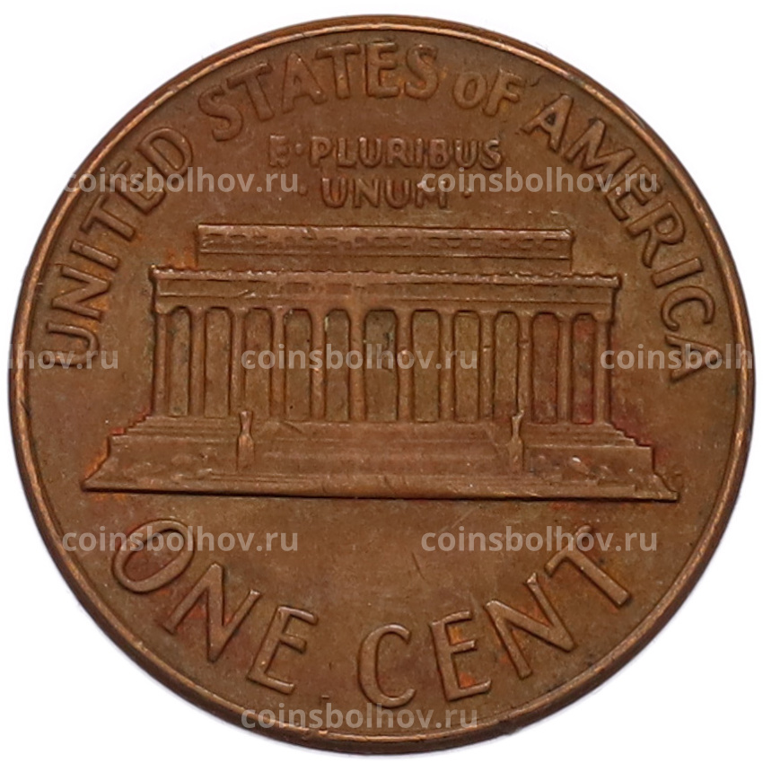 Монета 1 цент 1969 года D США (вид 2)