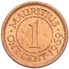 Монета 1 цент 1969 года Британский Маврикий (аверс)