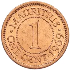 Монета 1 цент 1969 года Британский Маврикий (аверс)