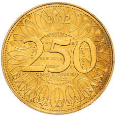 Монета 250 ливров 2012 года Ливан «Счастливая монета» (аверс)