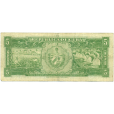 Банкнота 5 песо 1958 года Куба (вид 2)