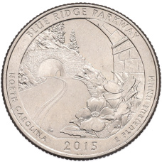 Монета 1/4 доллара (25 центов) 2015 года P США «Национальные парки — №28 Национальная автомагистраль Блу-Ридж» (аверс)