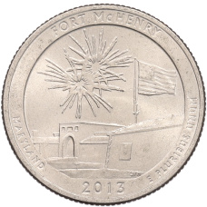 Монета 1/4 доллара (25 центов) 2013 года D США «Национальные парки — №19 Форт Мак-Генри» (аверс)