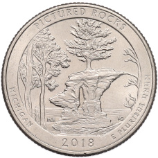 Монета 1/4 доллара (25 центов) 2018 года P США «Национальные парки — №41 Национальное побережье живописных камней» (аверс)