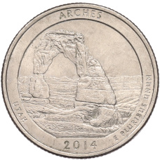Монета 1/4 доллара (25 центов) 2014 года P США «Национальные парки — №23 Национальный парк Арки» (аверс)