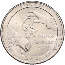 Монета 1/4 доллара (25 центов) 2015 года P США «Национальные парки — №30 Национальный исторический парк Саратога» (аверс)
