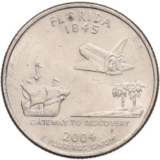 Монета 1/4 доллара (25 центов) 2004 года P США «Штаты и территории — Флорида» (аверс)