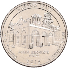 Монета 1/4 доллара (25 центов) 2016 года D США «Национальные парки — №33 Харперс Ферри» (аверс)
