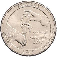 Монета 1/4 доллара (25 центов) 2015 года D США «Национальные парки — №30 Национальный исторический парк Саратога» (аверс)