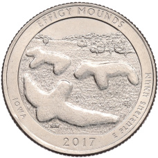 Монета 1/4 доллара (25 центов) 2017 года P США «Национальные парки — №36 Национальный парк Эффиджи Маундс (Фигурные Курганы)» (аверс)